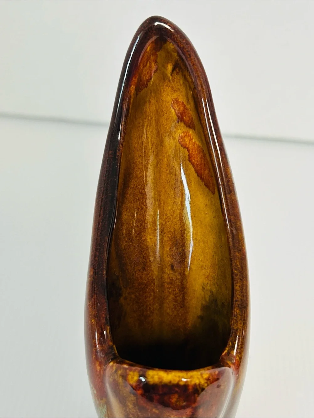 Hot Springs Pottery Vintage Signed MCM Glossy Drip Glazed 8” Tall Art Bud Vase